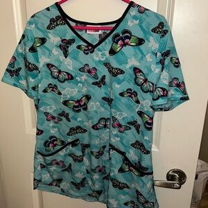 Butterfly scrub top